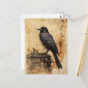 Carte Postale Vintage Raven Edgar Allan Poe
