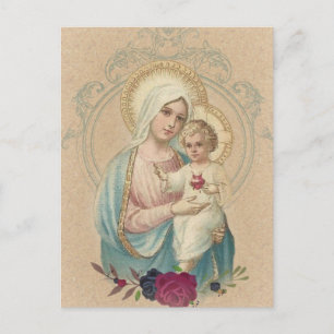 Carte Postale Vintage Religieux Bienheureuse Vierge Marie Bébé J