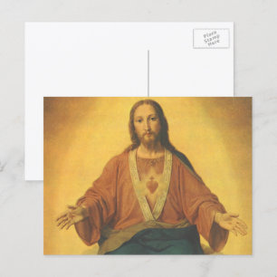 Carte Postale Vintage Religion, Sacré-Cœur de Jésus-Christ