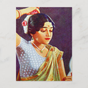 Carte Postale Vintage Retro Femmes Inde Indiennes Beauté des fem