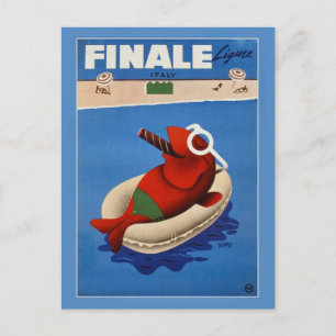 Carte Postale Vintage rétro Finale mignon poisson Voyage italien