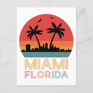 Carte Postale Vintage Retro Miami Floride