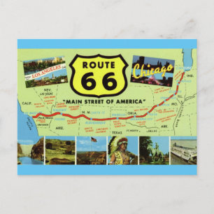 Carte postale vintage Retro Route 66