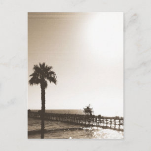 Carte Postale vintage rétro san clemente pier californie sepia