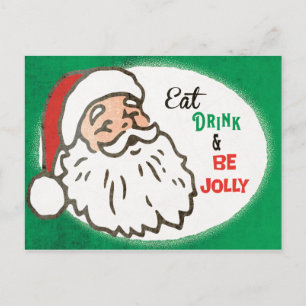 Carte Postale Vintage Retro Santa Christmas Holiday Party Invite