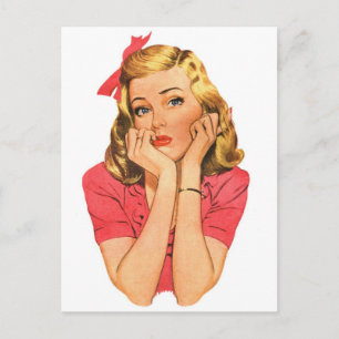 Carte Postale Vintage Retro Women Advertisement Girl 'Whatever'