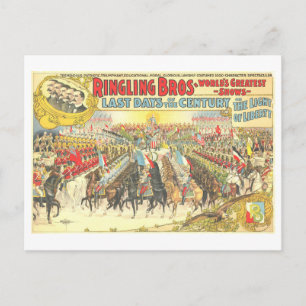 Carte Postale Vintage Ringling Brothers Circus Ad Lithograph