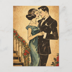 Carte postale vintage romantique – Couple élégant