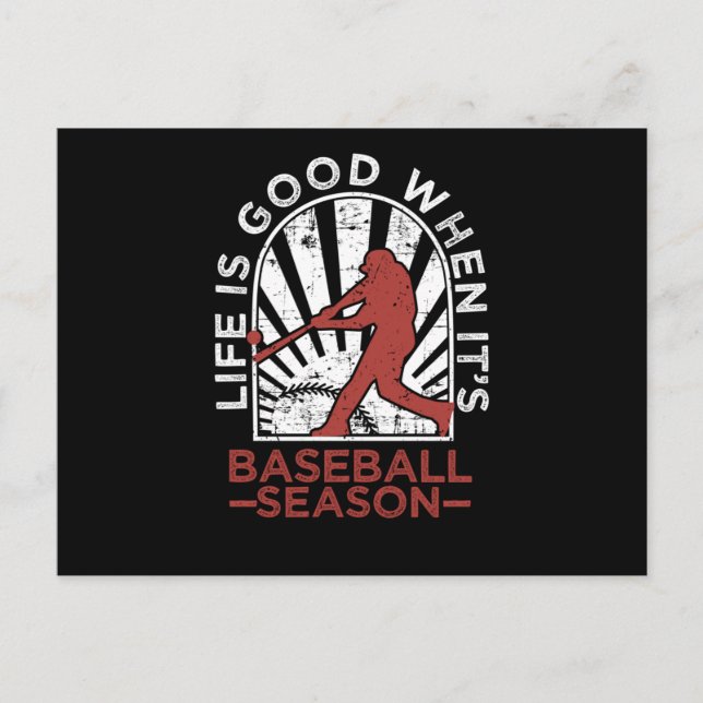 Carte Postale Vintage Runner Batter La vie est belle quand baseb (Devant)