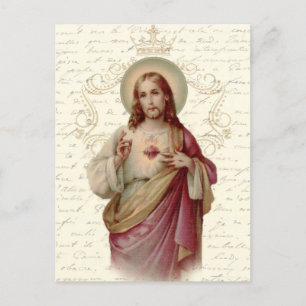 Carte Postale Vintage Sacré Coeur de Jésus Religieux