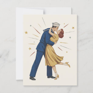 Carte Postale Vintage Sailor Kiss Pinup