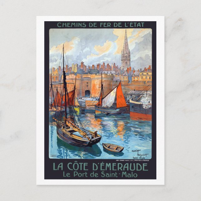 Carte Postale Vintage Saint-Malo Côte d'Emeraude France Travel (Devant)