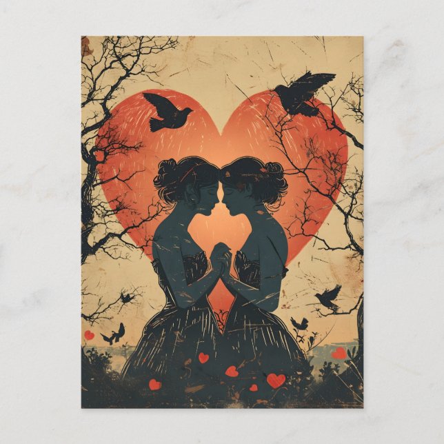 Carte Postale Vintage Saint Valentin LGBTQ (Devant)