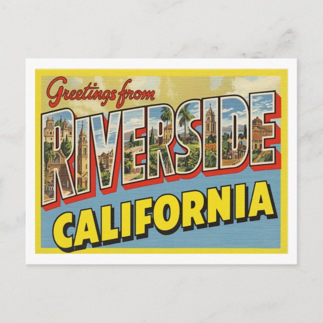 Carte Postale Vintage "Salutations de Riverside, Californie (Devant)