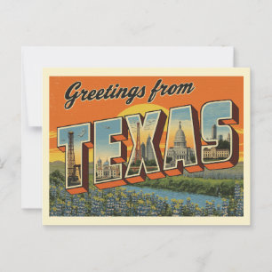 Carte Postale Vintage "Salutations du Texas"