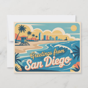 Carte postale vintage San Diego Salutations de