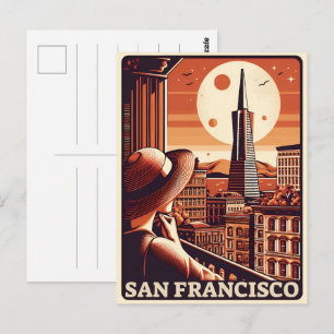 Carte Postale Vintage San Francisco, Ca balcon vue cadeaux