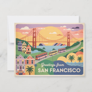 Carte postale vintage San Francisco Salutations
