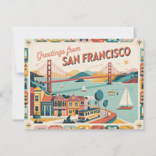 Carte postale vintage San Francisco Salutations