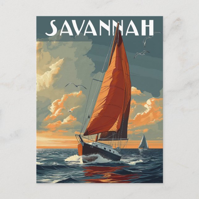 Carte Postale Vintage Savannah Travel (Devant)