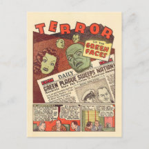 Vintage Sci-Fi Aventure Terreur des visages verts