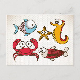 Carte postale vintage Sea Animaux