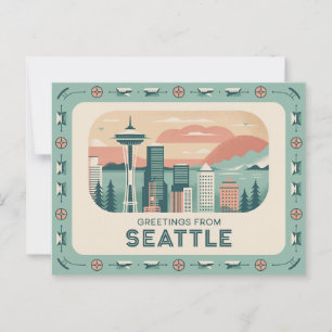 Carte postale vintage Seattle Salutations de Sea
