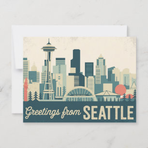 Carte postale vintage Seattle Salutations de Sea