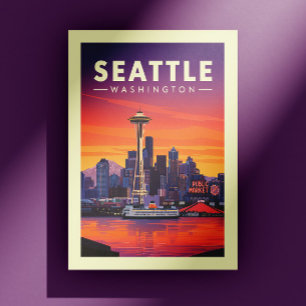 Carte Postale Vintage Seattle Washington