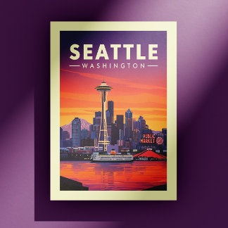 Carte Postale Vintage Seattle Washington