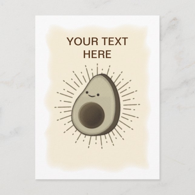 Carte Postale Vintage Sepia Cartoon Avocado (Devant)