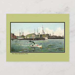 Carte Postale Vintage Ship Yard Charlestown MA