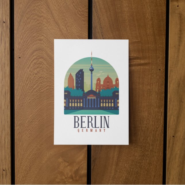 Carte postale Vintage Skyline Berlin Allemagne (berlin germany vintage travel postcard)