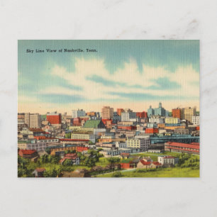 Carte Postale Vintage, Skyline de Nashville, Tennessee