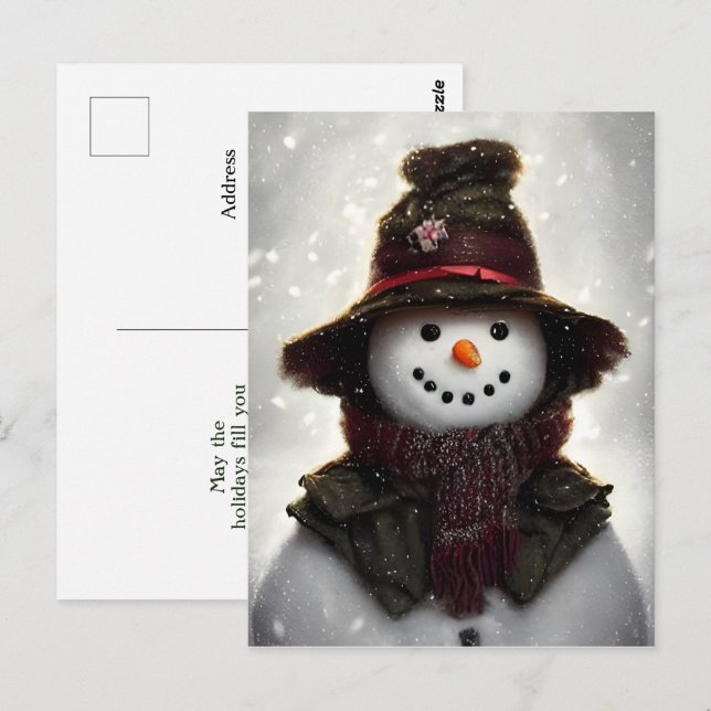 Carte postale vintage Snowman (Devant / Derrière)