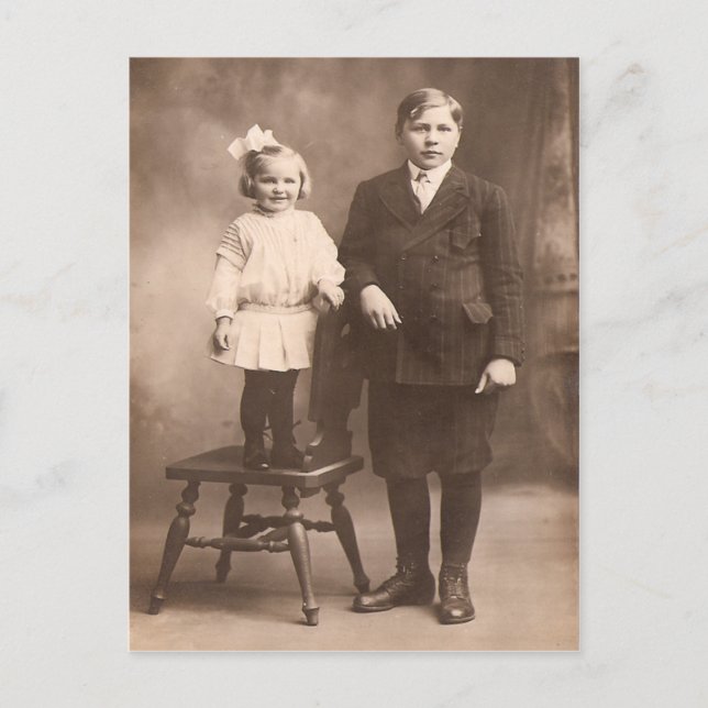 Carte Postale Vintage soeur et frère (Devant)