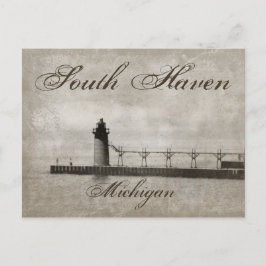 Carte postale vintage South Haven Michigan Lightho