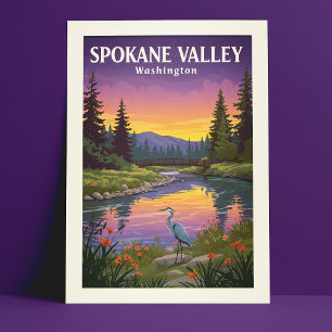 Carte Postale Vintage Spokane Valley Washington