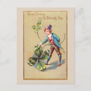 Carte Postale Vintage St. Patrick's Day Bon Fortune Shamrock