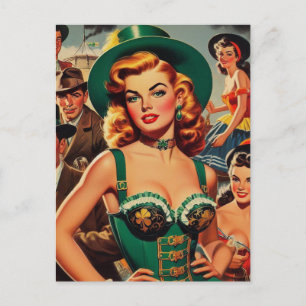 Carte Postale Vintage St. Patrick's Day Pin Up