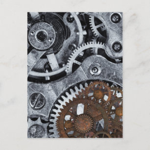 Carte Postale Vintage Steampunk Mécanique Gears Metal Cogwheel