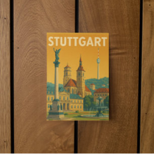 Carte Postale Vintage Stuttgart Allemagne