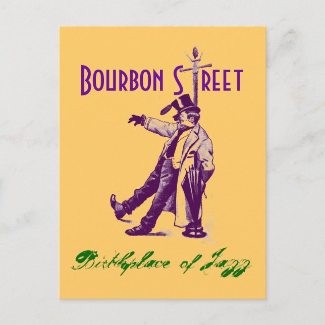 Carte Postale Vintage Style Bourbon Street (Devant)