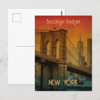 Vintage Sunset Brooklyn Bridge New York