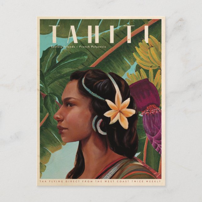 Carte Postale Vintage Tahiti Island girl (Devant)
