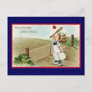 Carte Postale Vintage Tennis Valentine avec Vieux Tennis
