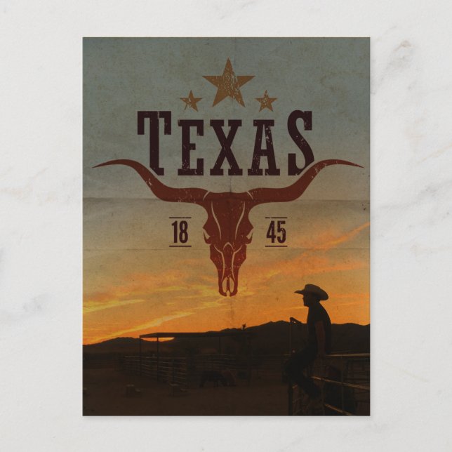 Carte postale vintage Texas Cowboy Travel (Devant)