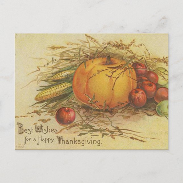 Carte Postale Vintage Thanksgiving salut récolter (Devant)