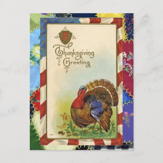 Carte postale vintage Thanksgiving Salutations & Q (Devant)