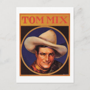 Carte Postale Vintage Tom Mix Cowboy Étiquette Cigar